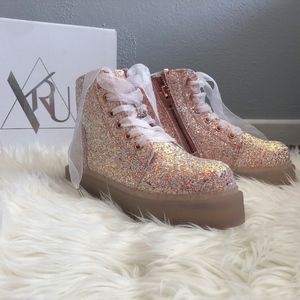 Pink Glitter Combat Boots